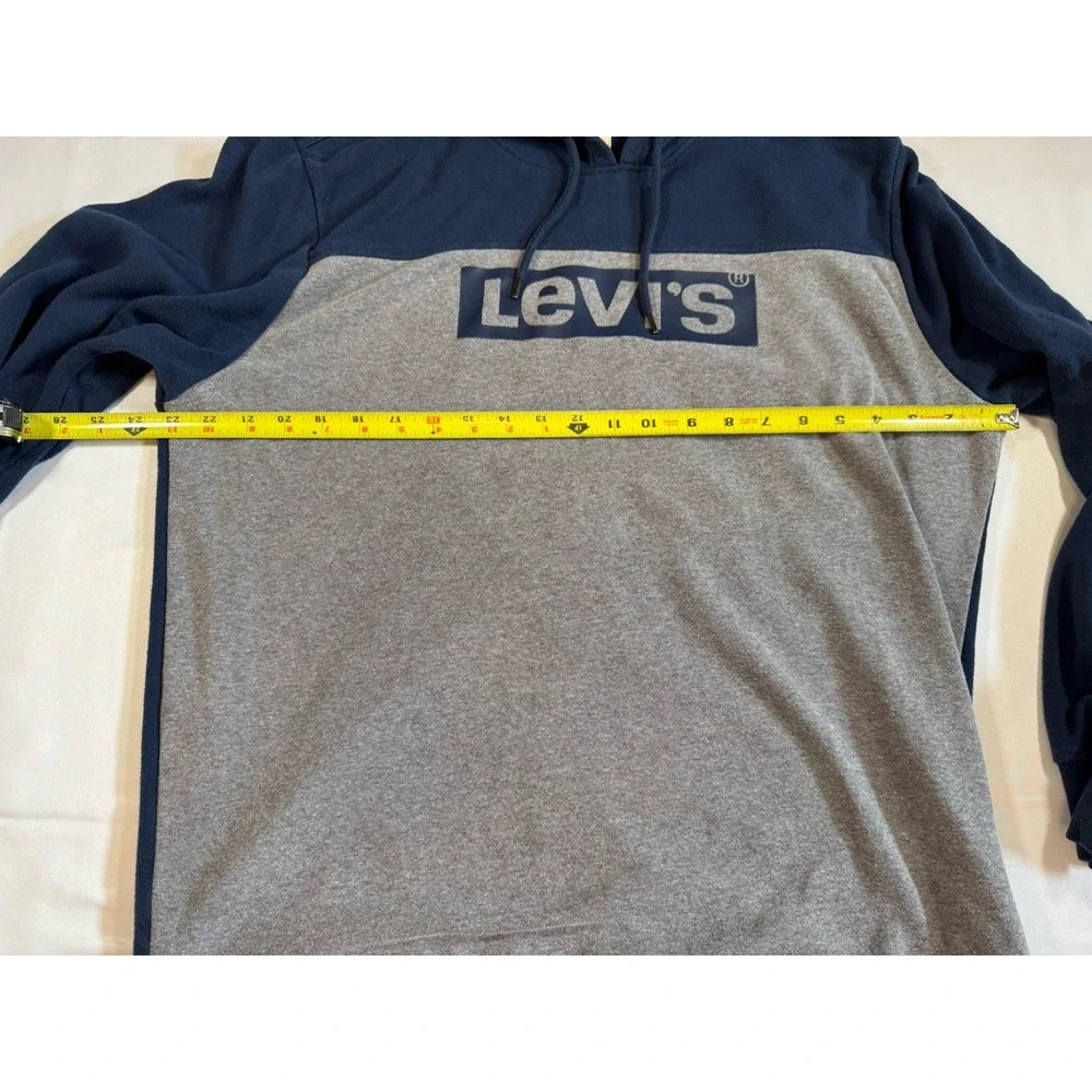 Levi's Men's XL Blue Gray Graphic Relaxed Fit Pullover Hooded Sweatshirt